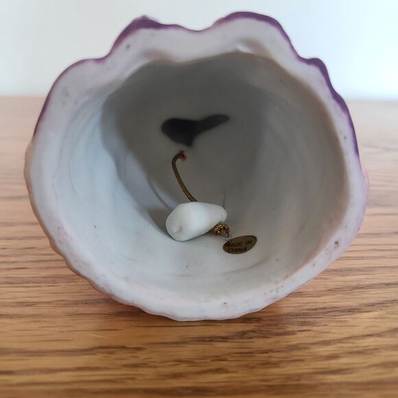 Vintage Hand Painted Bell Bisque Musical Angel Figurine With Pink Gown And Harp - Picture 6 of 10